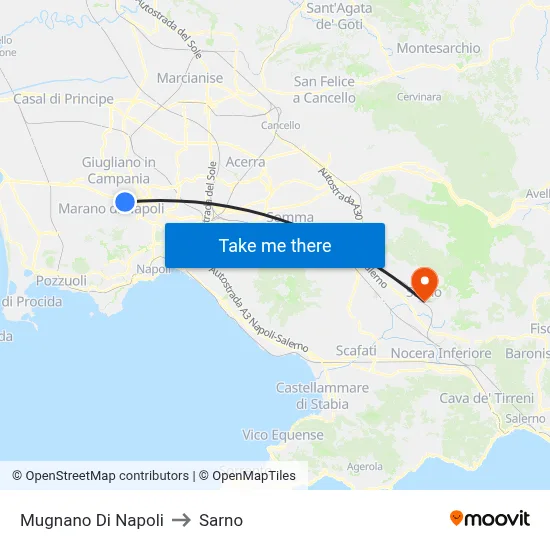 Mugnano Di Napoli to Sarno map