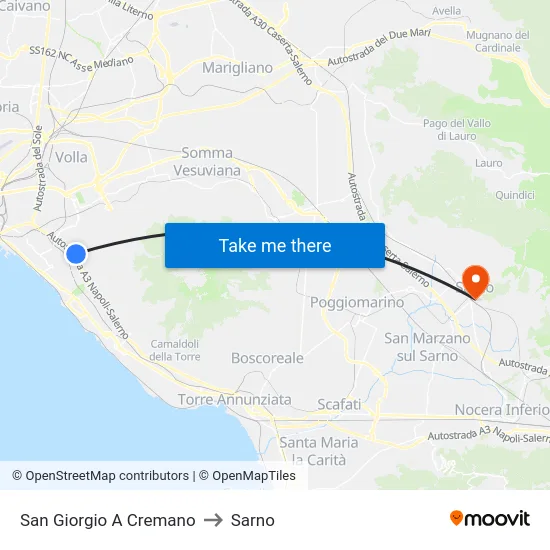 San Giorgio A Cremano to Sarno map
