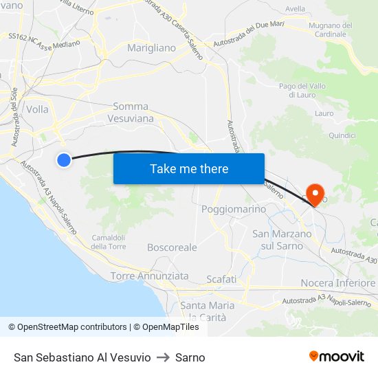 San Sebastiano Al Vesuvio to Sarno map