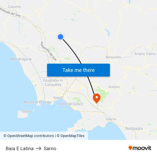 Bay and Latin to Sarno map