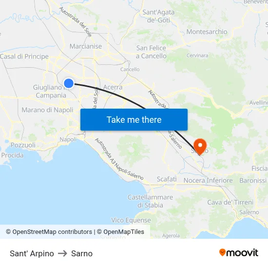 Sant' Arpino to Sarno map