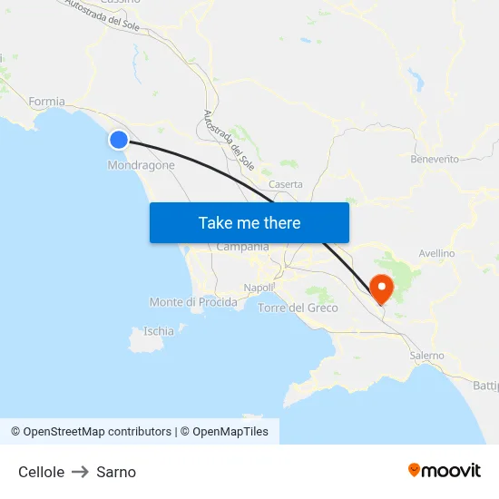 Cellole to Sarno map
