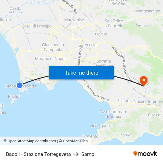 Bacoli - Stazione Torregaveta to Sarno map