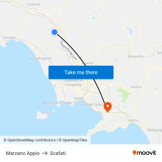 Marzano Appio to Scafati map