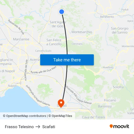 Frasso Telesino to Scafati map