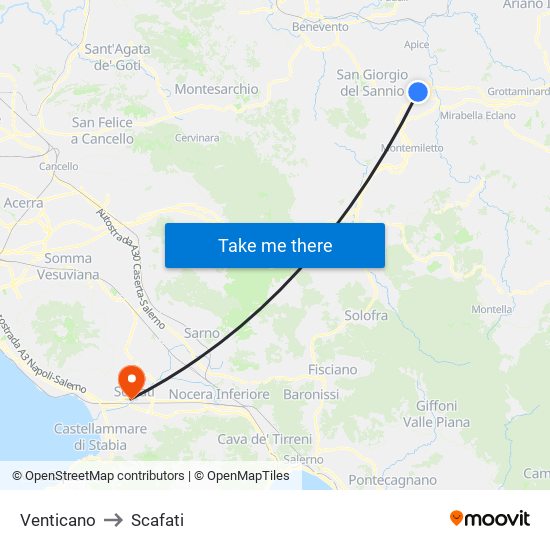 Venticano to Scafati map