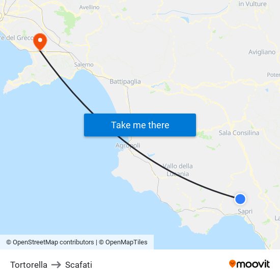 Tortorella to Scafati map