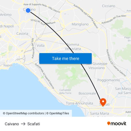 Caivano to Scafati map