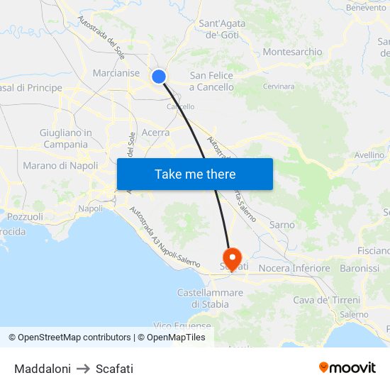 Maddaloni to Scafati map