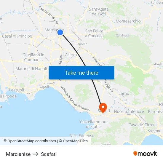 Marcianise to Scafati map