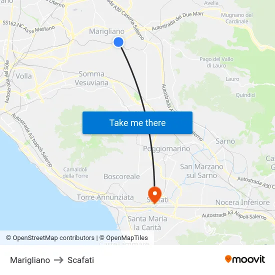 Marigliano to Scafati map