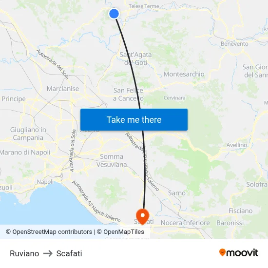 Ruviano to Scafati map
