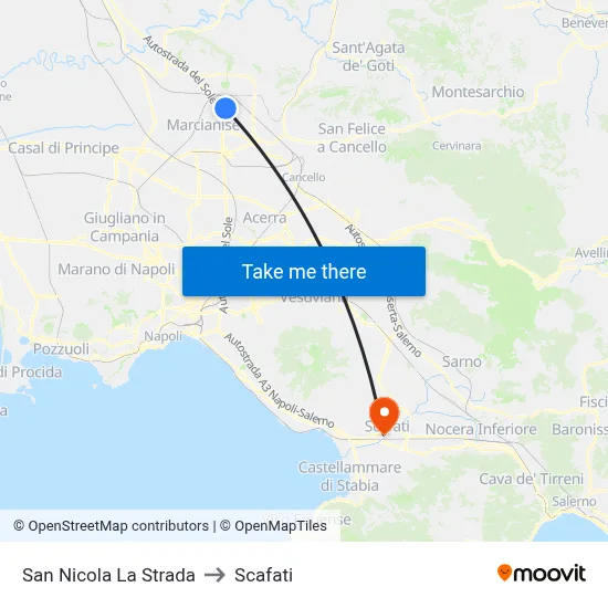 San Nicola La Strada to Scafati map