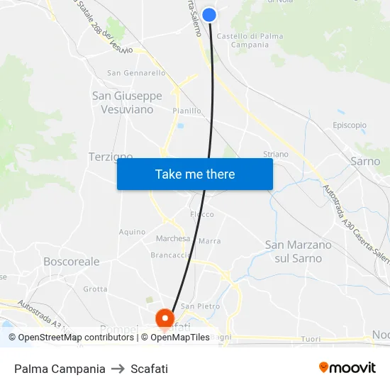 Palma Campania to Scafati map