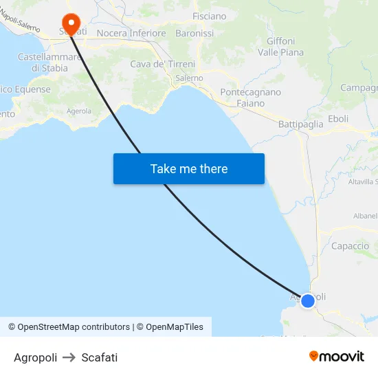 Agropoli to Scafati map