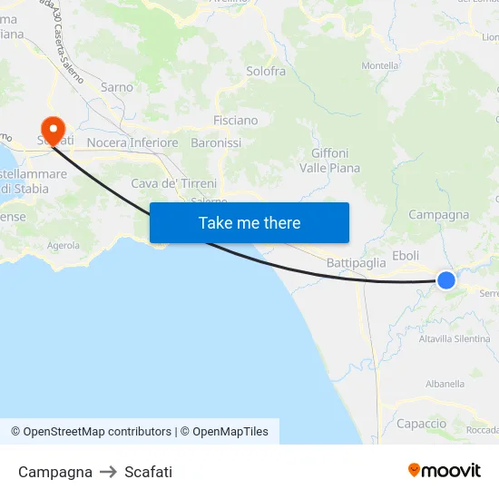 Campagna to Scafati map