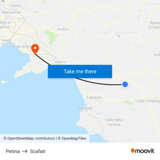 Petina to Scafati map