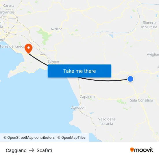 Caggiano to Scafati map