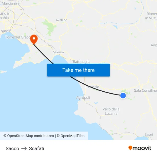 Sacco to Scafati map