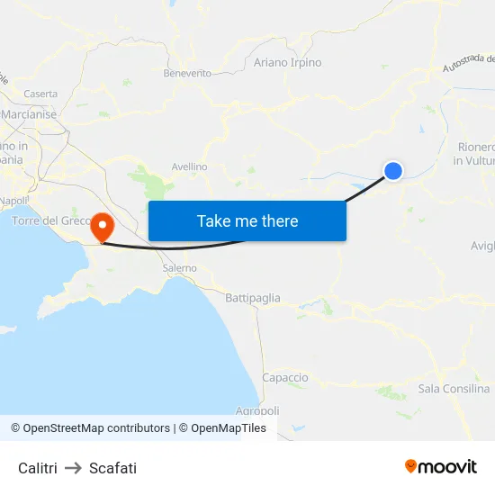 Calitri to Scafati map