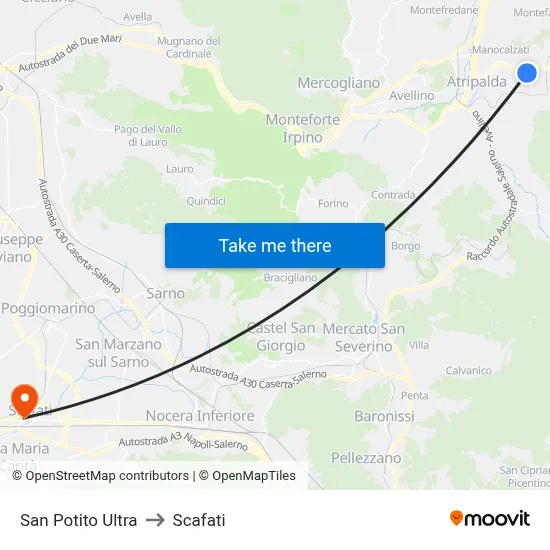 San Potito Ultra to Scafati map
