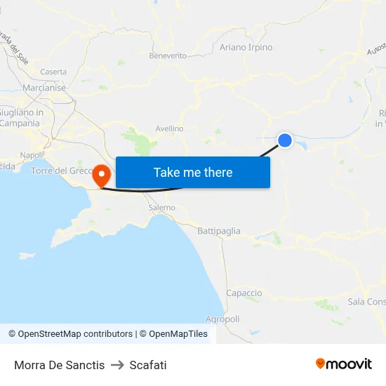 Morra De Sanctis to Scafati map