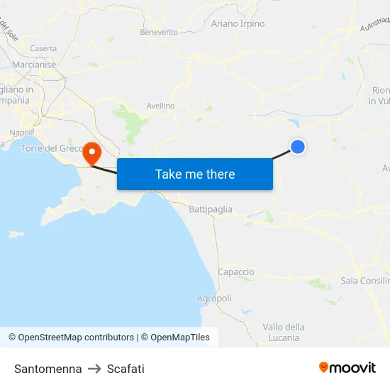 Santomenna to Scafati map