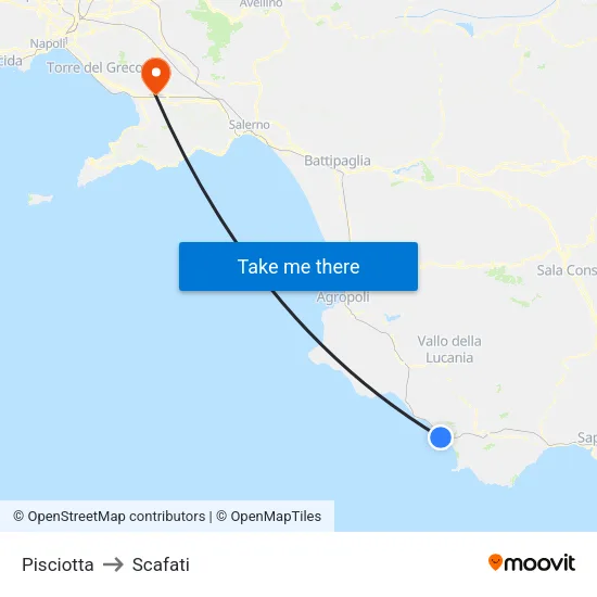 Pisciotta to Scafati map