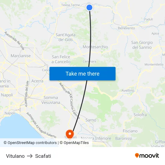 Vitulano to Scafati map