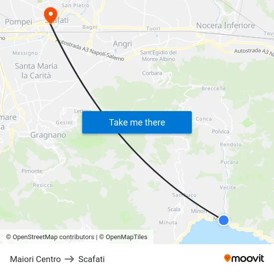 Maiori Centro to Scafati map
