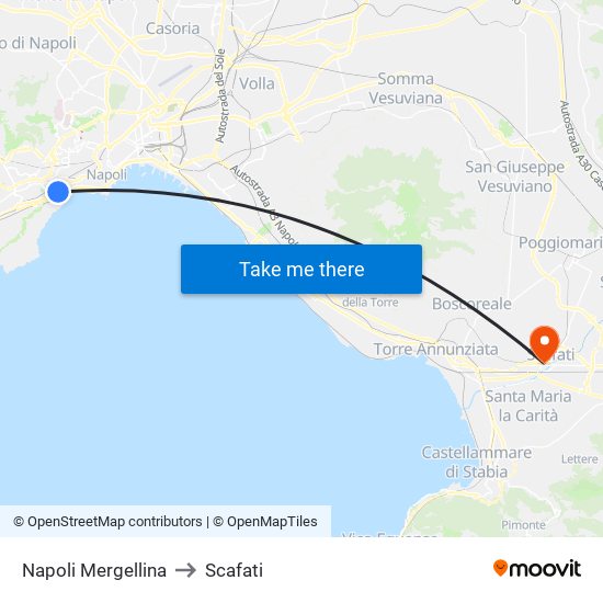 Napoli Mergellina to Scafati map