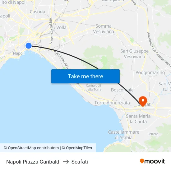 Napoli Piazza Garibaldi to Scafati map