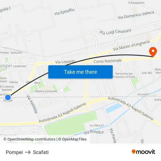 Pompei to Scafati map
