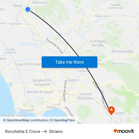 Rocchetta e Croce to Striano map