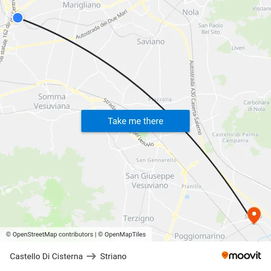 Castello Di Cisterna to Striano map