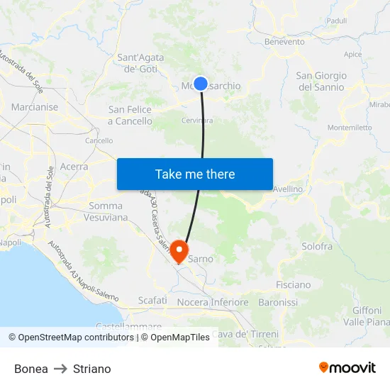 Bonea to Striano map