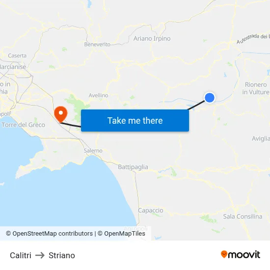 Calitri to Striano map