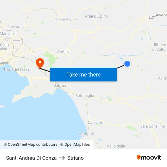 Sant' Andrea Di Conza to Striano map