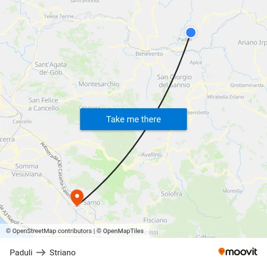 Paduli to Striano map