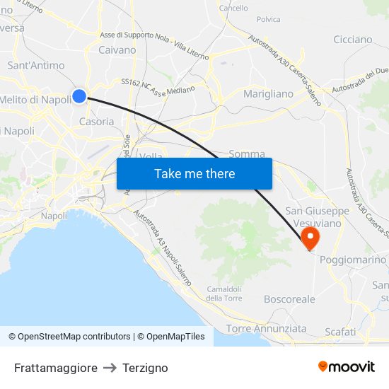 Frattamaggiore to Terzigno map