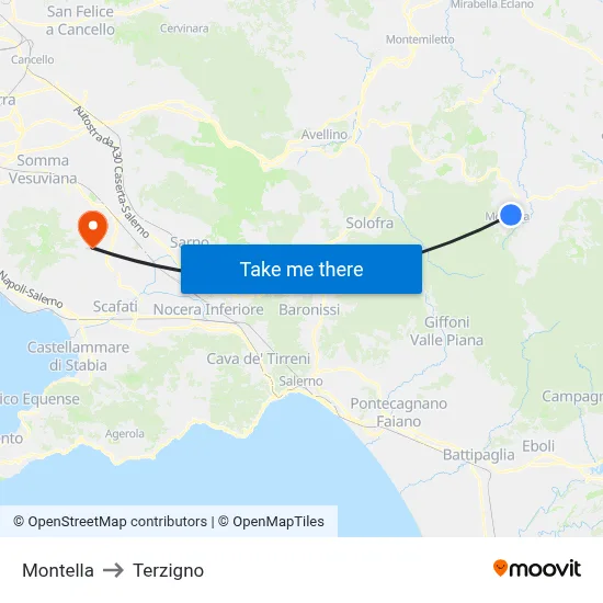Montella to Terzigno map