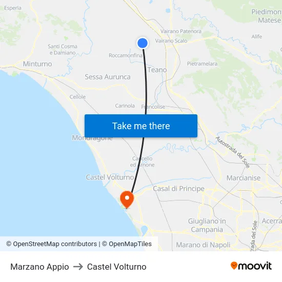 Marzano Appio to Castel Volturno map