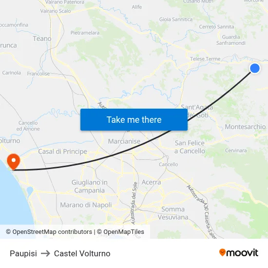Paupisi to Castel Volturno map