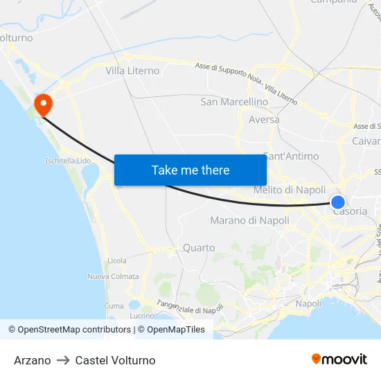 Arzano to Castel Volturno map