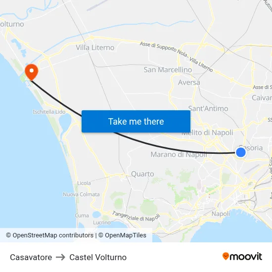 Casavatore to Castel Volturno map