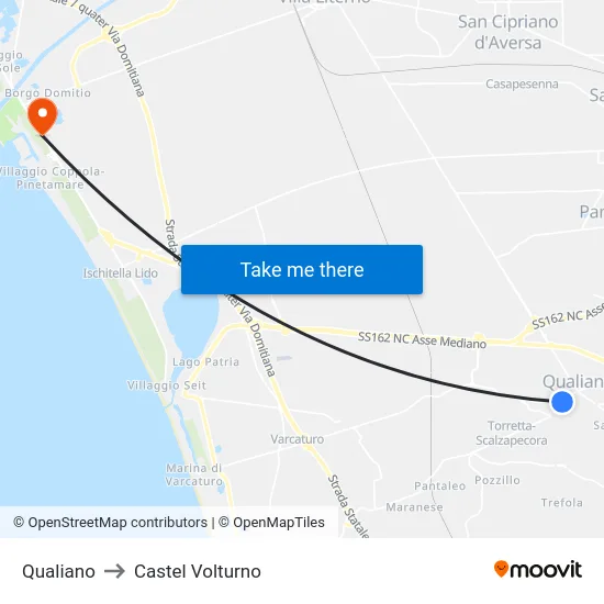 Qualiano to Castel Volturno map