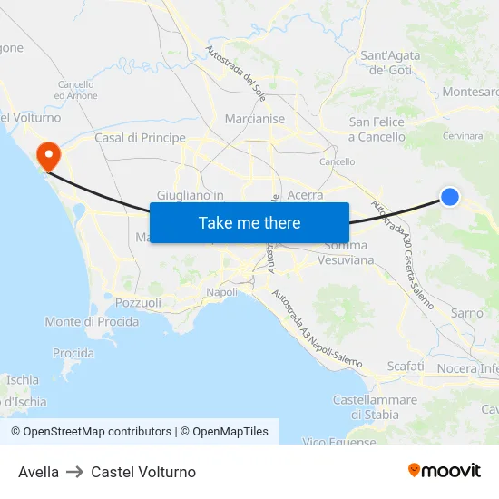 Avella to Castel Volturno map