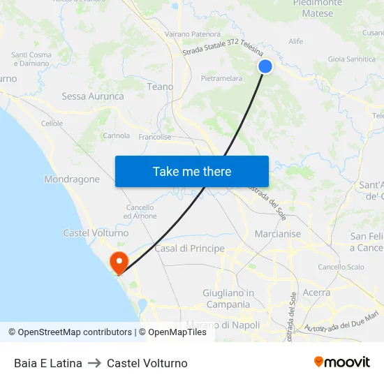 Bay and Latin to Castel Volturno map