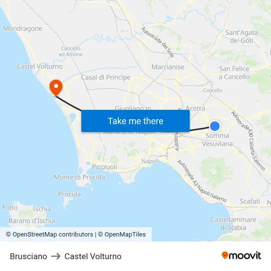 Brusciano to Castel Volturno map