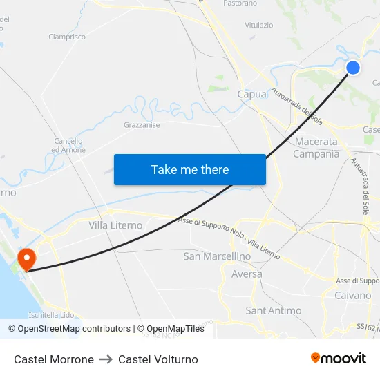 Castel Morrone to Castel Volturno map